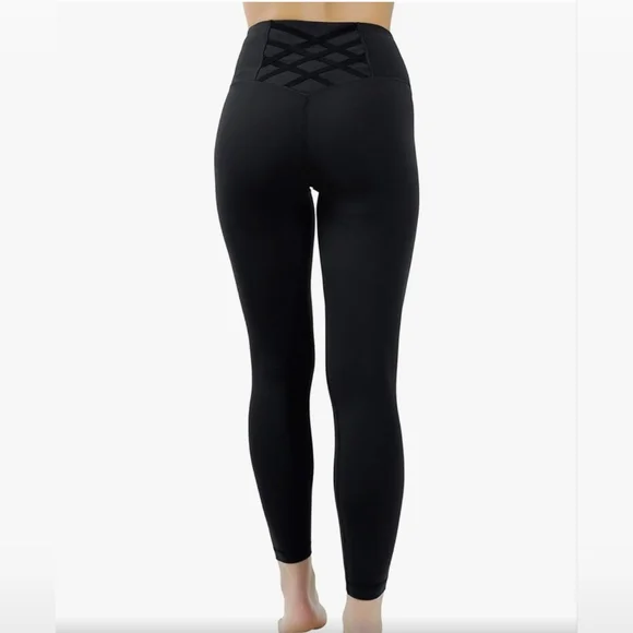 Yogalicious High Rise Squat Proof Criss Cross Yoga Pants Black XS - Picture 2 of 10